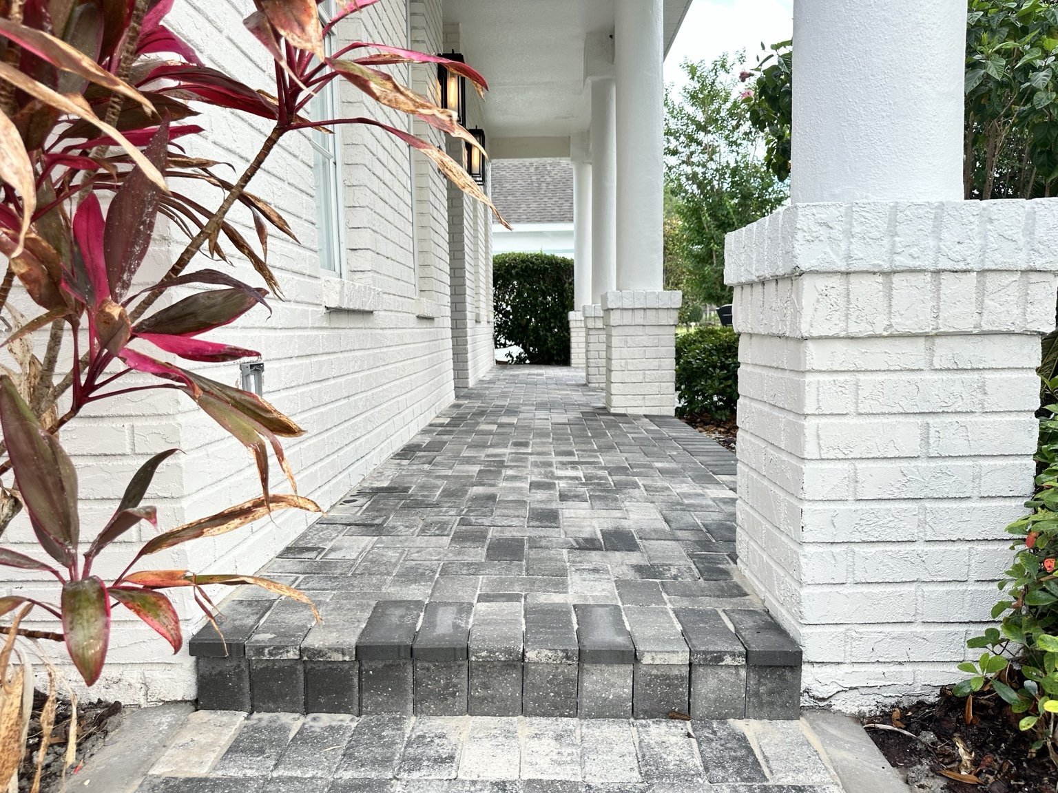 Front walkway paver installation